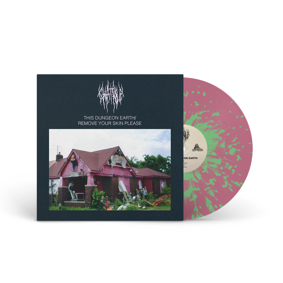 CHAT PILE &quot;This Dungeon Earth/Remove Your Skin Please&quot; LP PINK W GREEN SPLATTER