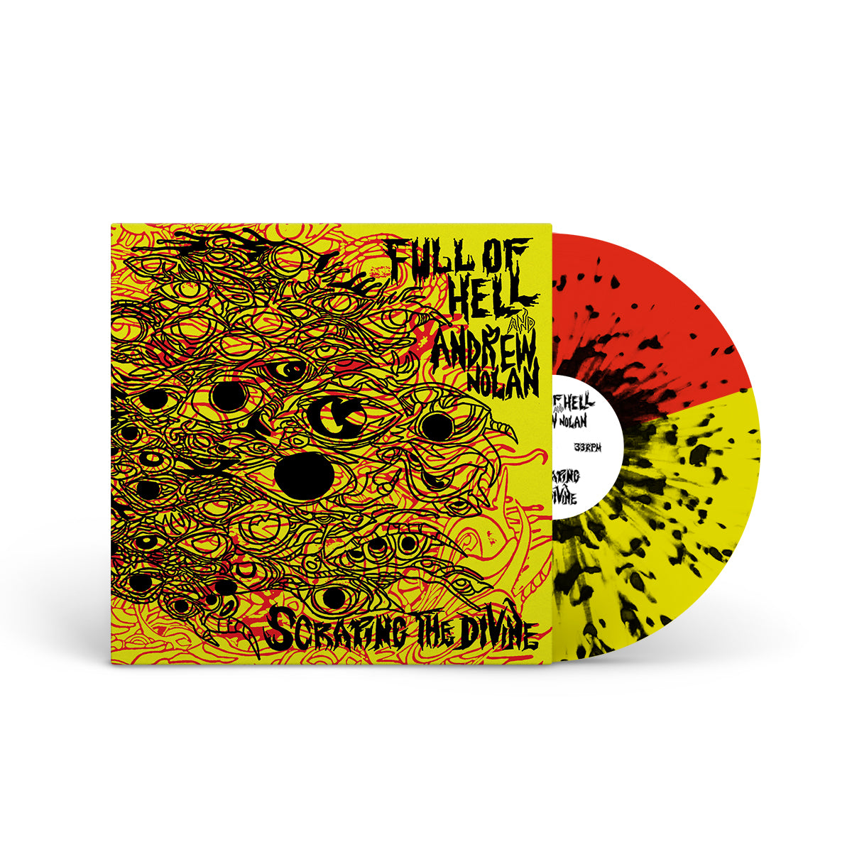 FULL OF HELL &amp; ANDREW NOLAN &quot;Scraping The Divine&quot; LP RED YELLOW W BLACK SPLATTER
