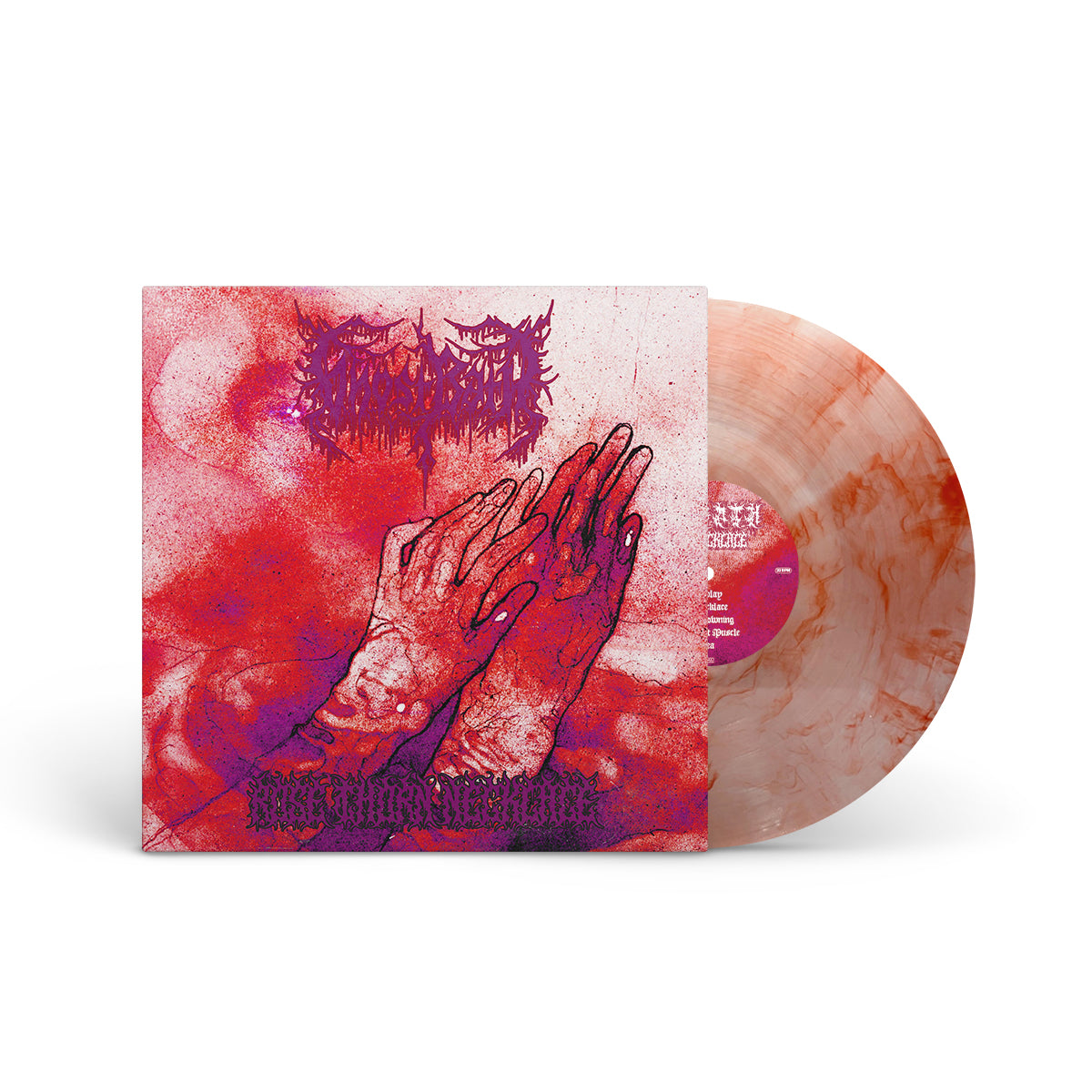 GHOST BATH &quot;Rose Thorn Necklace&quot; LP + T-Shirt Bundle RED SWIRL