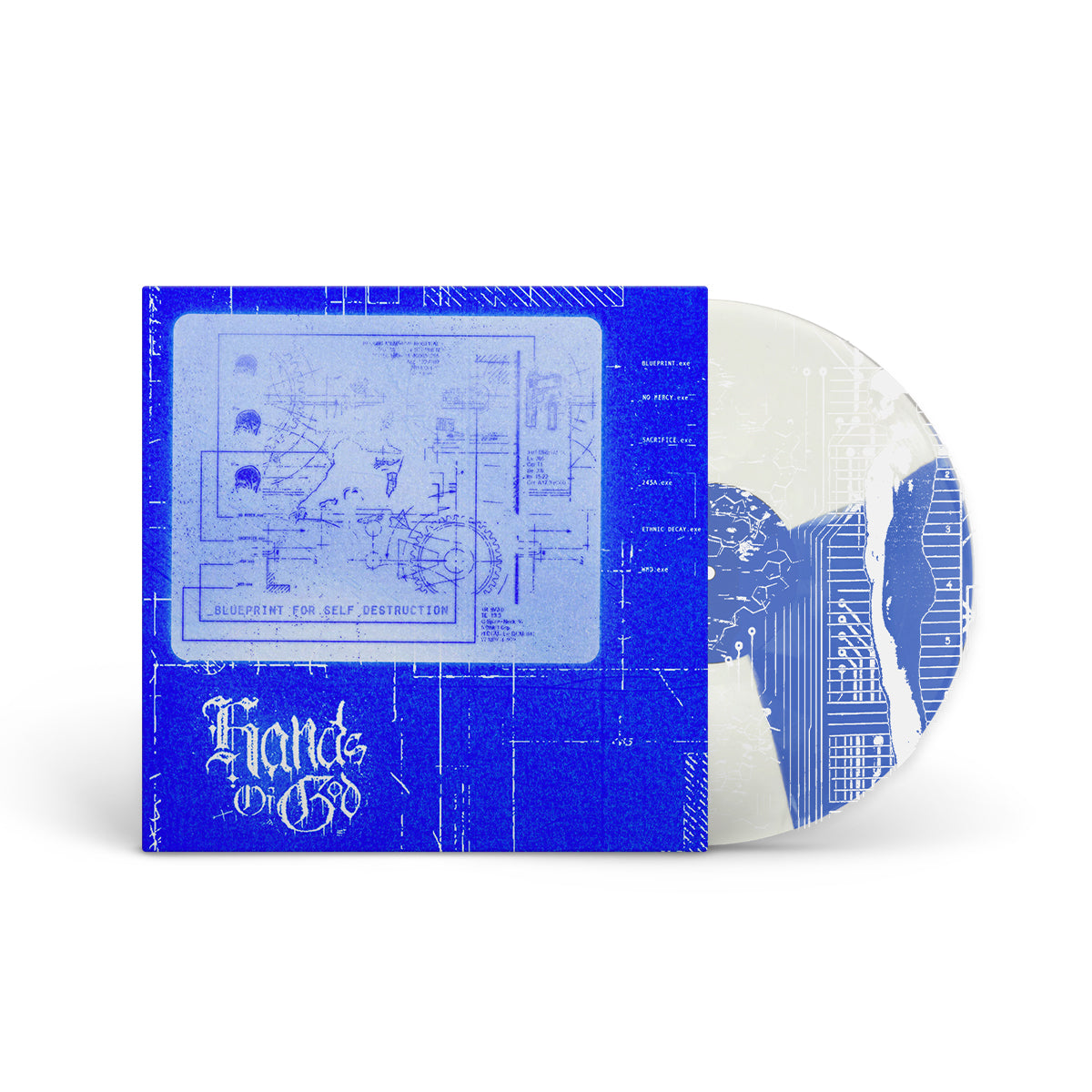 HANDS OF GOD &quot;Blueprint For Self Destruction&quot; LP CLEAR &amp; BLUE W SCREENPRINTED B-SIDE