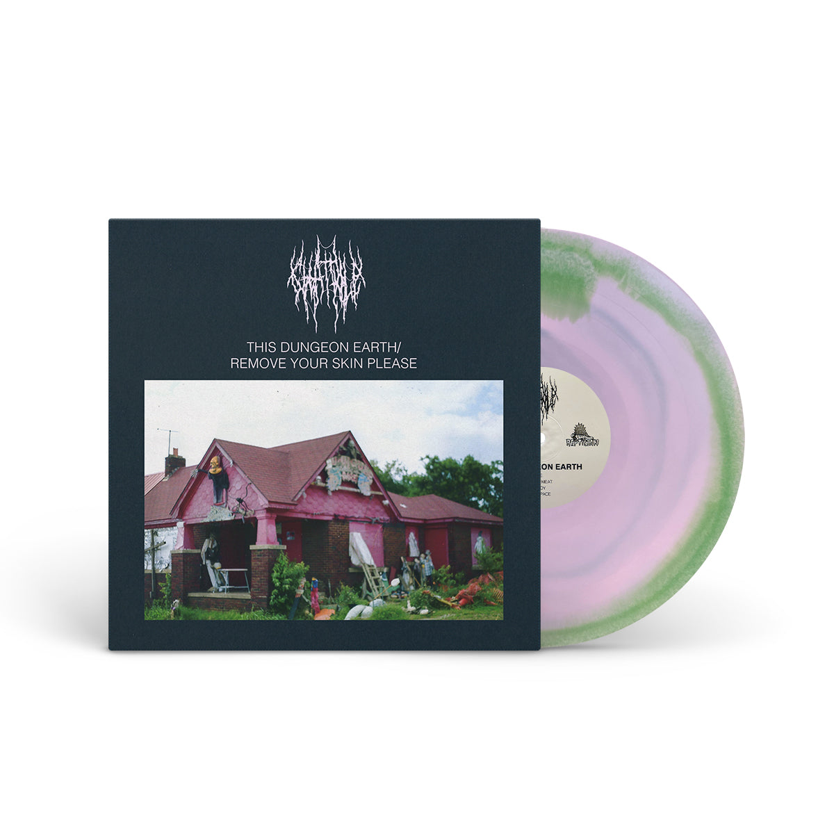 CHAT PILE &quot;This Dungeon Earth/Remove Your Skin Please&quot; LP GREEN PINK SWIRL