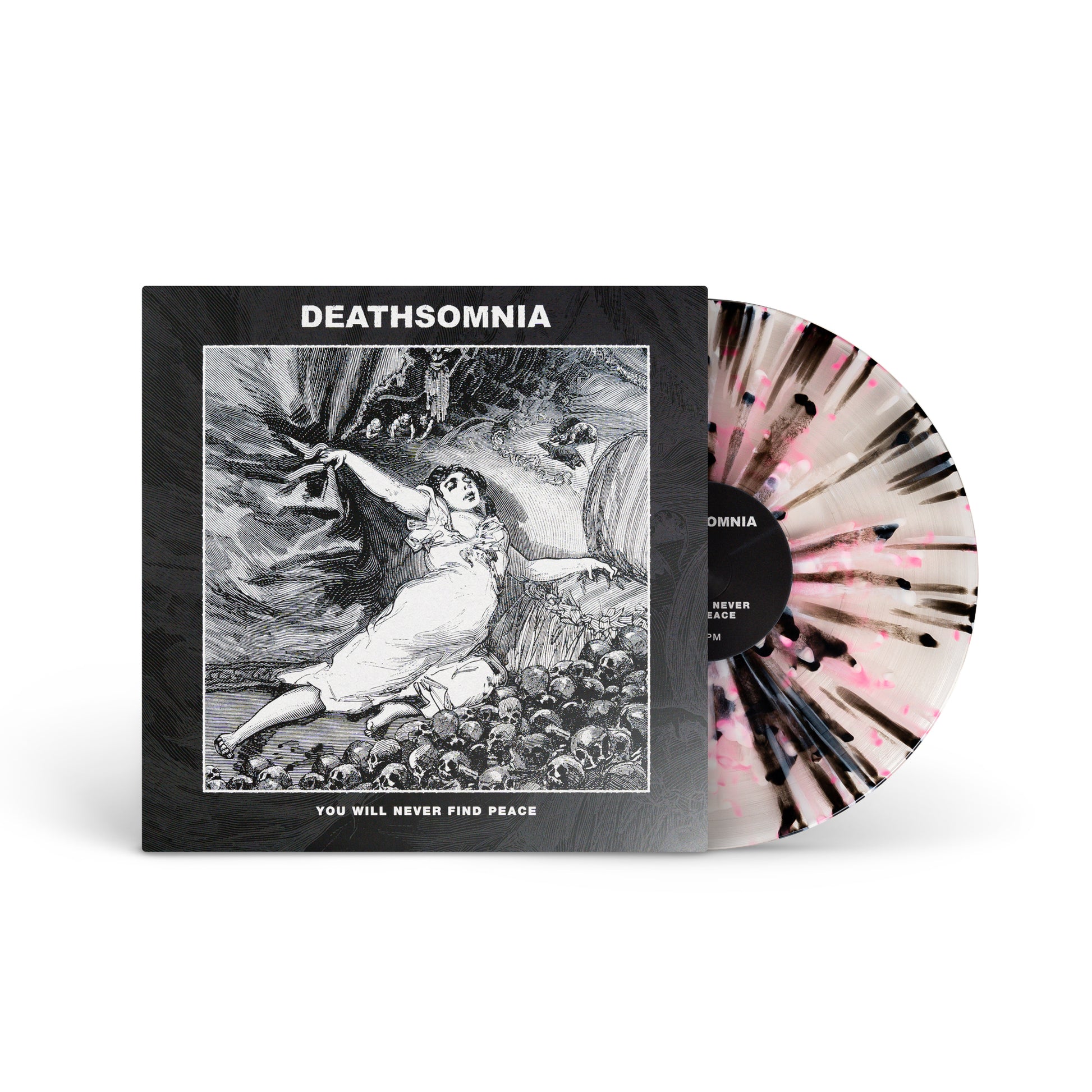 DEATHSOMNIA &quot;You Will Never Find Peace&quot; LP CLEAR W PINK WHITE BLACK SPLATTER (180G)