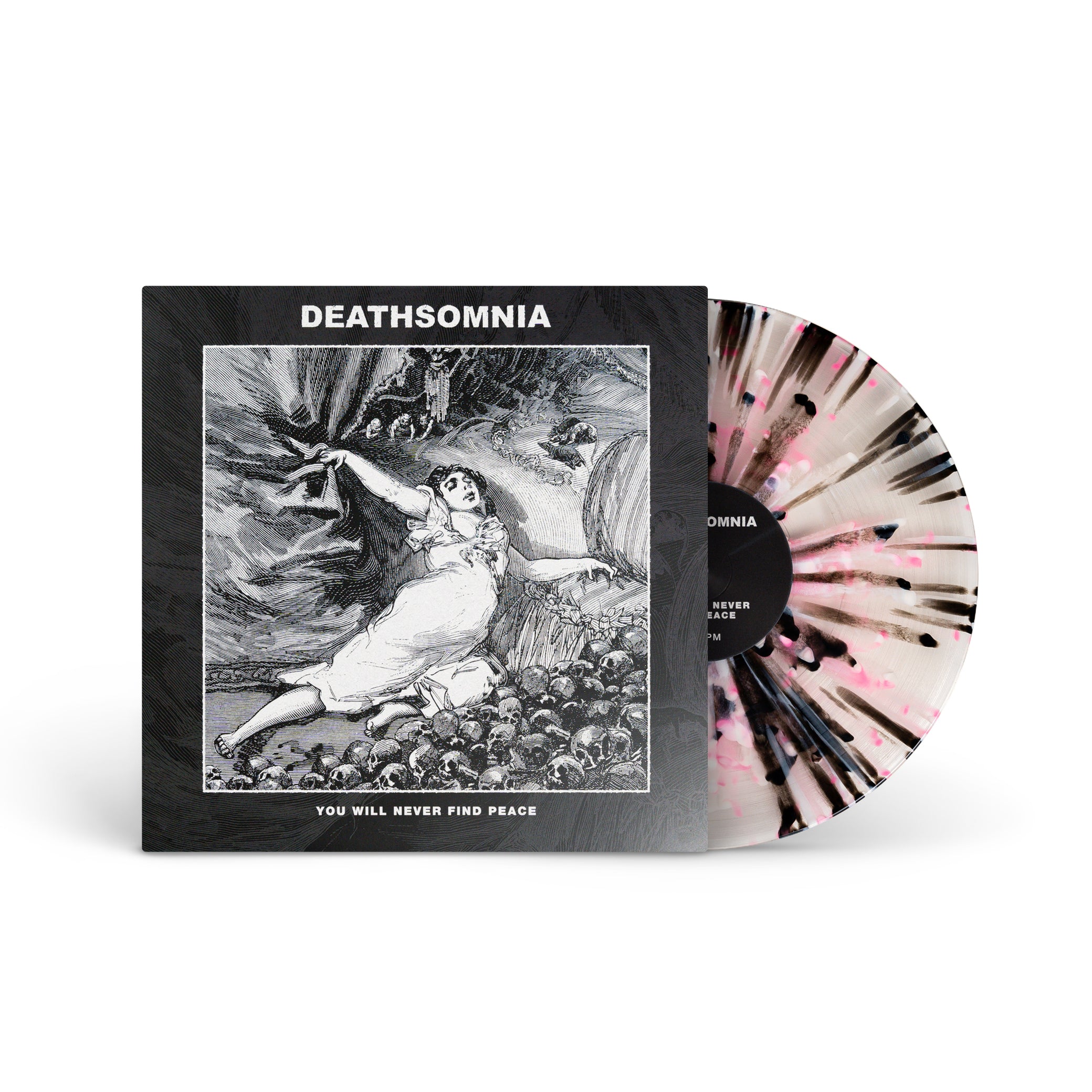 DEATHSOMNIA &quot;You Will Never Find Peace&quot; LP CLEAR W PINK WHITE BLACK SPLATTER (180G)