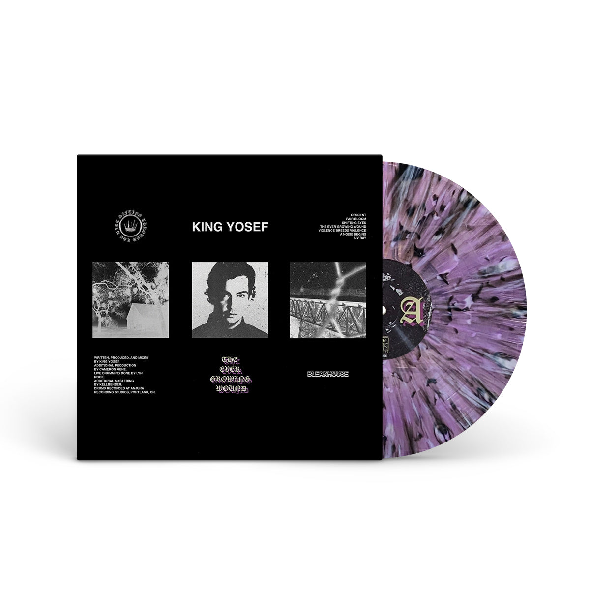 KING YOSEF &quot;The Ever Growing Wound&quot; LP BLACK &amp; WHITE SPLATTER ON TRANSP. PURPLE