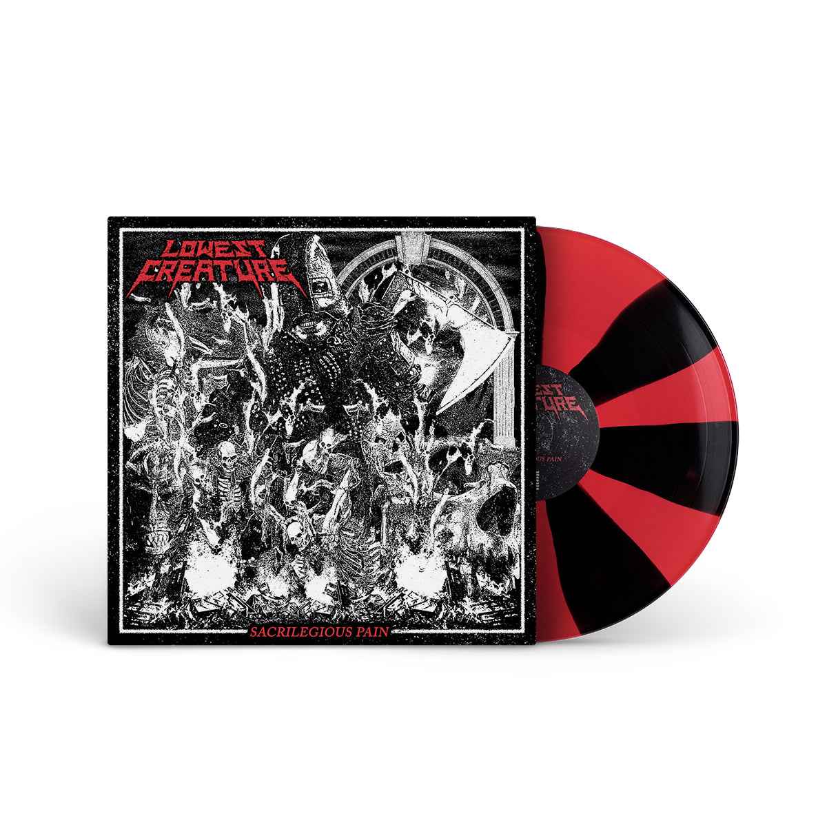 LOWEST CREATURE &quot;Sacrilegious Pain&quot; LP RED BLACK PINWHEEL